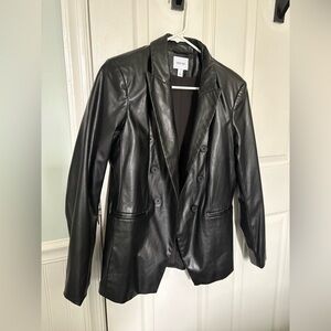 INC International Concepts Black Faux Leather Jacket